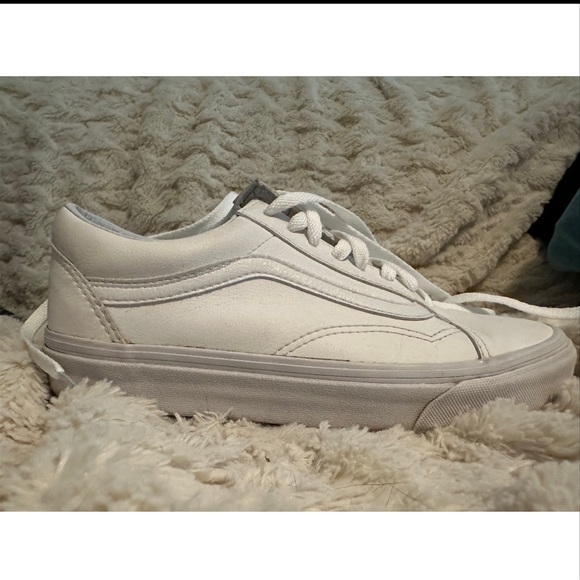 Old Skool Classic White Leather Vans size 8.5 - Picture 6 of 7